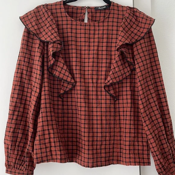 MADEWELL RUST RUFFLE TOP - Picture 2 of 2